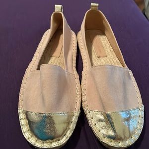 Pink and gold flats